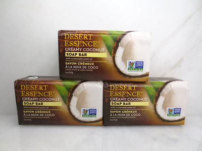 DESERT ESSENCE CREAMY COCONUT SOAP BAR 5 OZ NWOB LOT OF 3