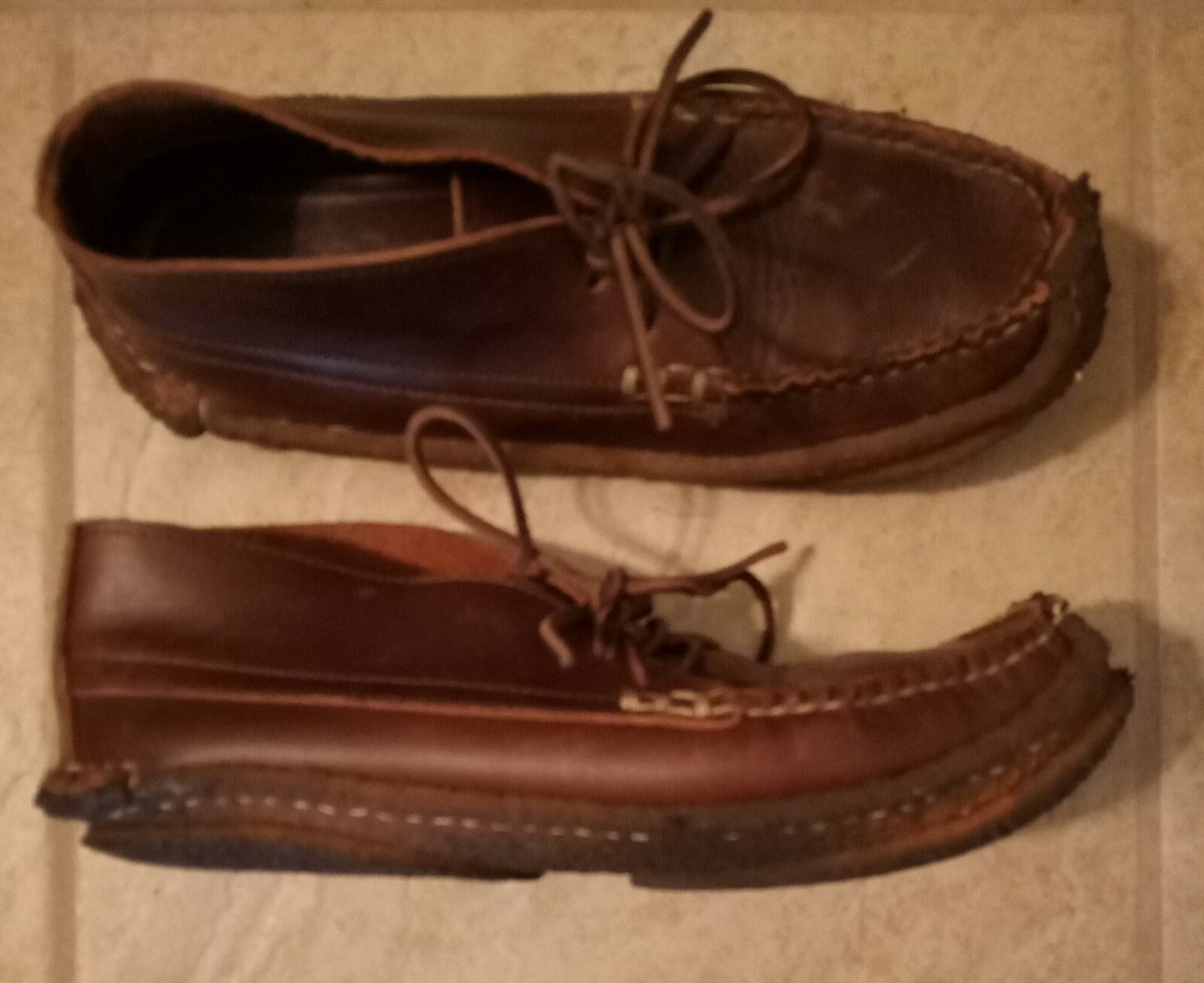 YUKETEN Handsewn Men's Brown Leather Sports Moccasins Shoes 9.5M