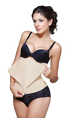WAIST TRAINER SHAPEWEAR STRAPLESS CINCHER W/ ZIPPER CLIPS