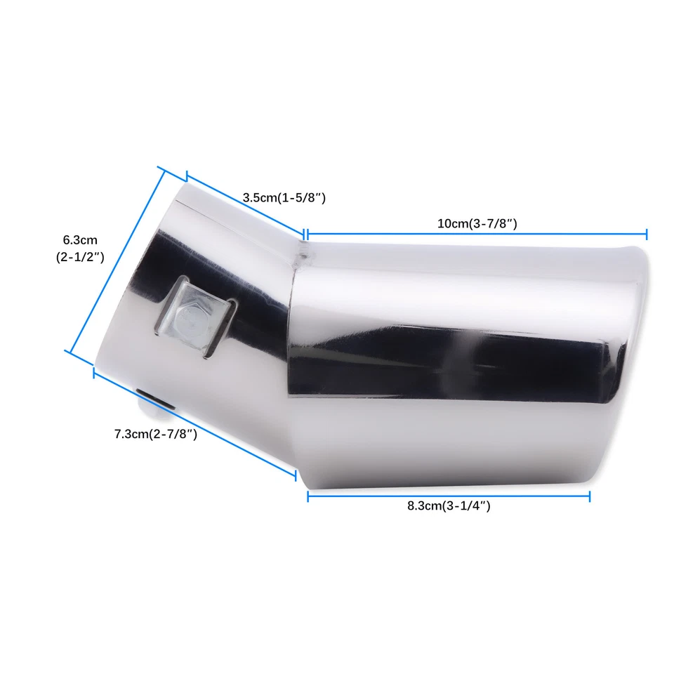 Chrome Curved Exhaust Pipe Tip Rear Tail End Muffler 1.5-2.1" For Lexus GS450h - Image 2 of 4