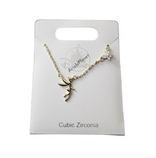 Disney Parks Tinkerbell  Butterfly Cubic Zirconia Gold Tone Necklace
