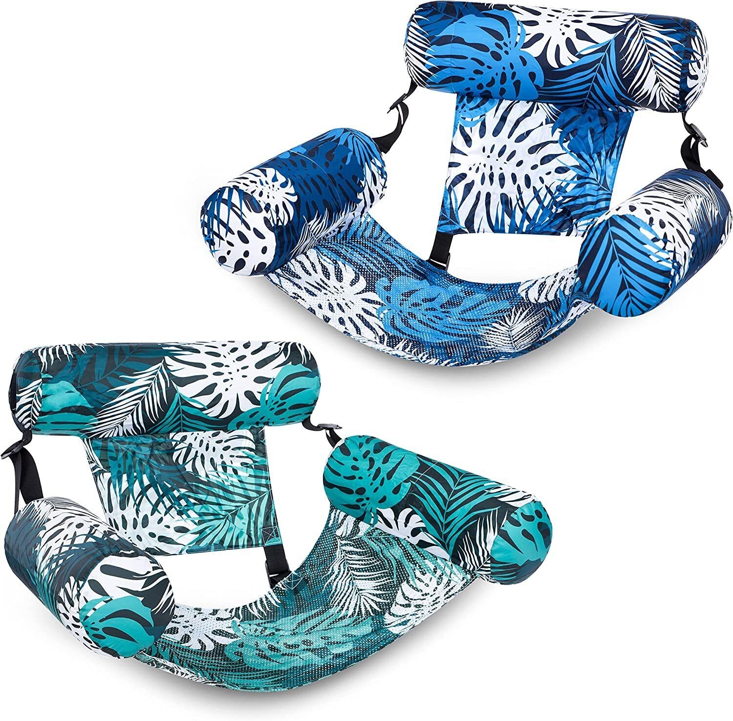 2Pcs Inflatable Pool Floats Adult Floating Lounge Chairs Fabric Floating Hammock