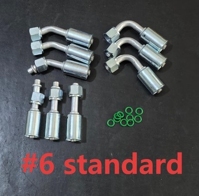 Aluminum A/C Beadlock Fittings O-rings Set #6 Std Straight 45 & 90 Degree 9pcs