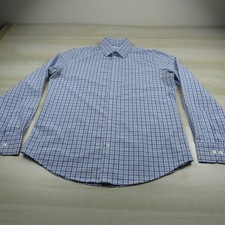 Mizzen Main Shirt Mens Large Blue Red Button Up Trim Fit Leeward Slim Stretch