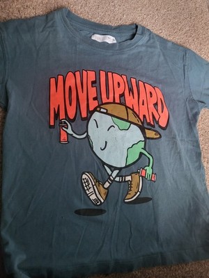 Zara blau Baumwolle T-Shirt Gr. 6-7 Jahre Boho Normcore Move Upward World 90'