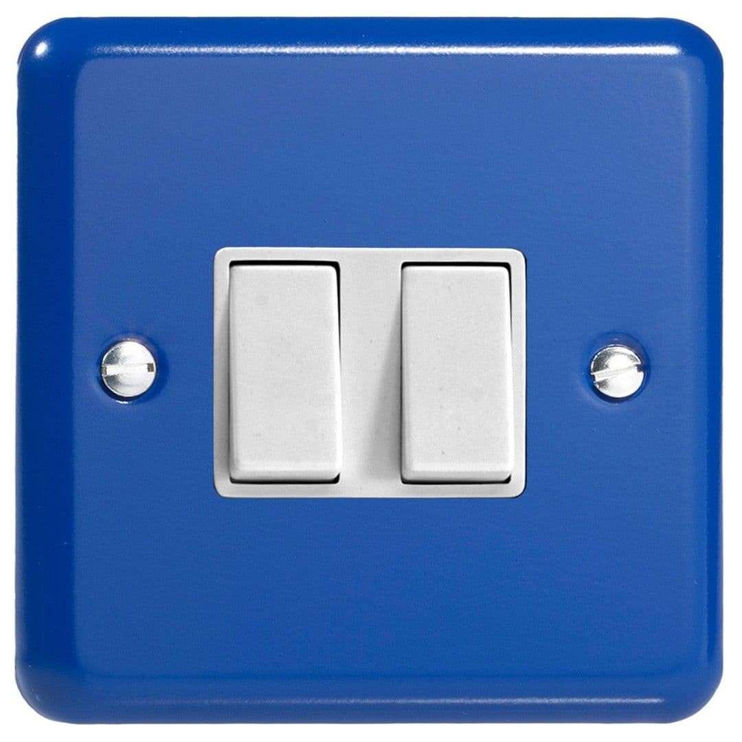 Varilight XY71W.RB Lily Reflex Blue 2 Gang Rocker Switch (Intermediate + 2 Way)