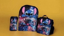 Disney Stitch 3 Pcs Set School Backpack Lunch Box Pencil Bag