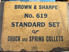 Brown  Sharpe No. 619 Standard Set SF Chuck  Spring Collets w/ Wooden Case