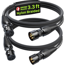 Short XLR Cables 3.3Ft 2 Pack, Gold Plated 3-Pin Connectors from Rean-Neutrik Su