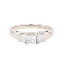 1.01ctw Princess Cut Diamond Three-Stone Engagement Ring 14k White Gold Size 6.5