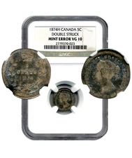 1874H Canada 5 Cents, MINT ERROR, Double Struck - Choice Very Good, NGC VG10