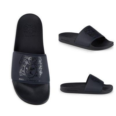 Bruno Magli Martino Logo Crest Navy Slide Sandals size 12 (45 euro)