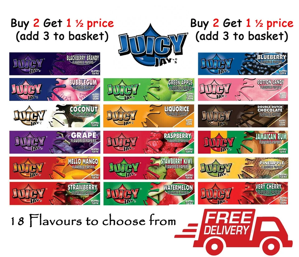 JUICY JAY'S Juicy Jays King Size Slim Rolling Papers Fruity All Flavours
