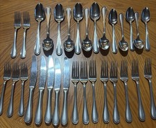 31 Piece CAMBRIDGE-17 Cordial Satin Finish Stainless Flatware Forks Knives Spoon