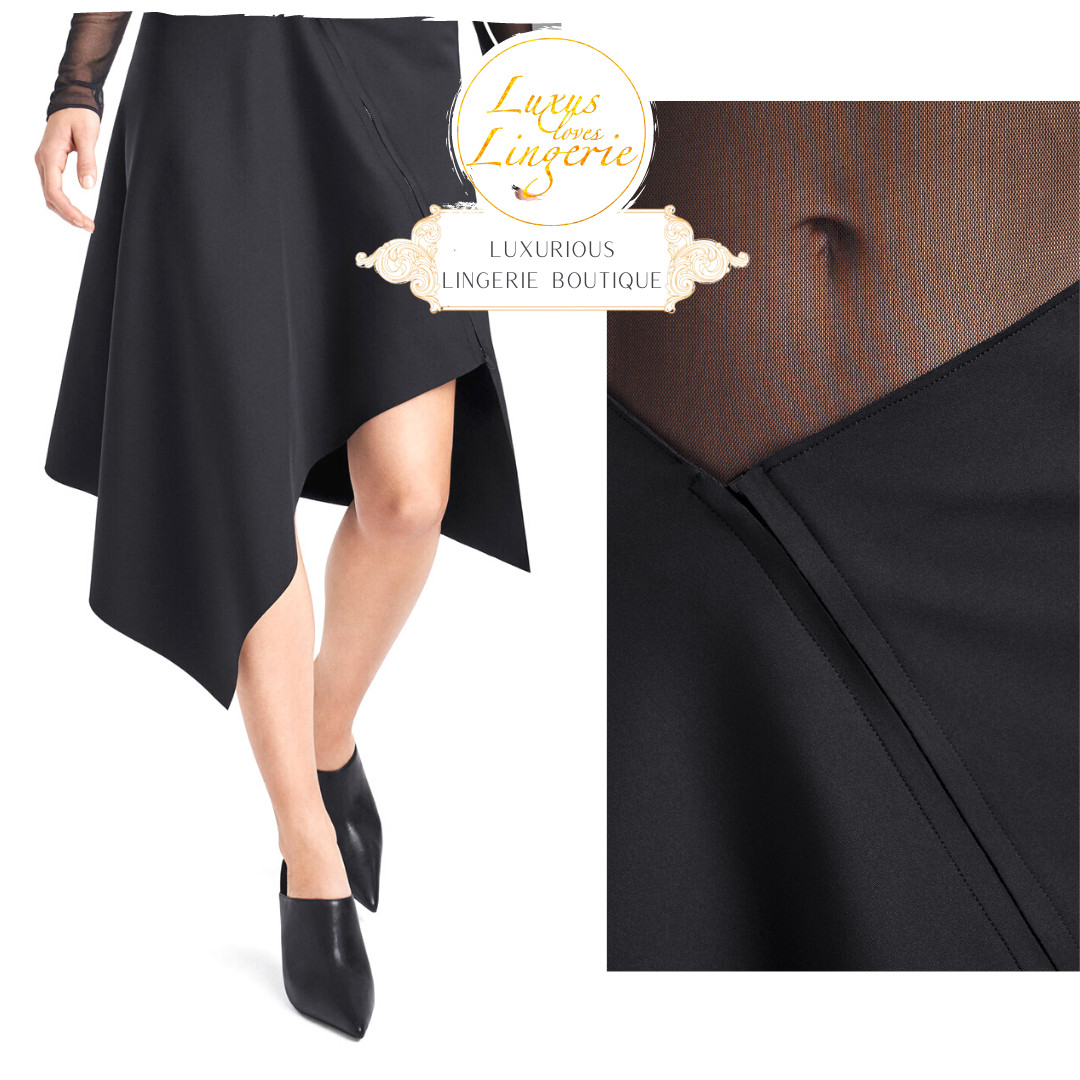 Black Golden Skirt by Wolford 38 S Black Asymmetric Falling Rock
