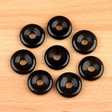 20pcs Natural Obsidian Stone Large Hole Circle Beads Pendants DIY Jewelry 20mm
