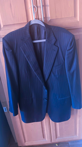 Ermenegildo Zegna Wool Navy Pinstripe Jacket Blazer Notch Lapel IT 52 US 44