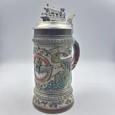 Vintage Original GERZ 9" Opa's Haus, Inc #172/2 Sp. Railway Stein Pewter Lid