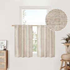 BGment Linen Curtains 36 Inch Length for 29"W x 36"L Pack of 2 , Dark