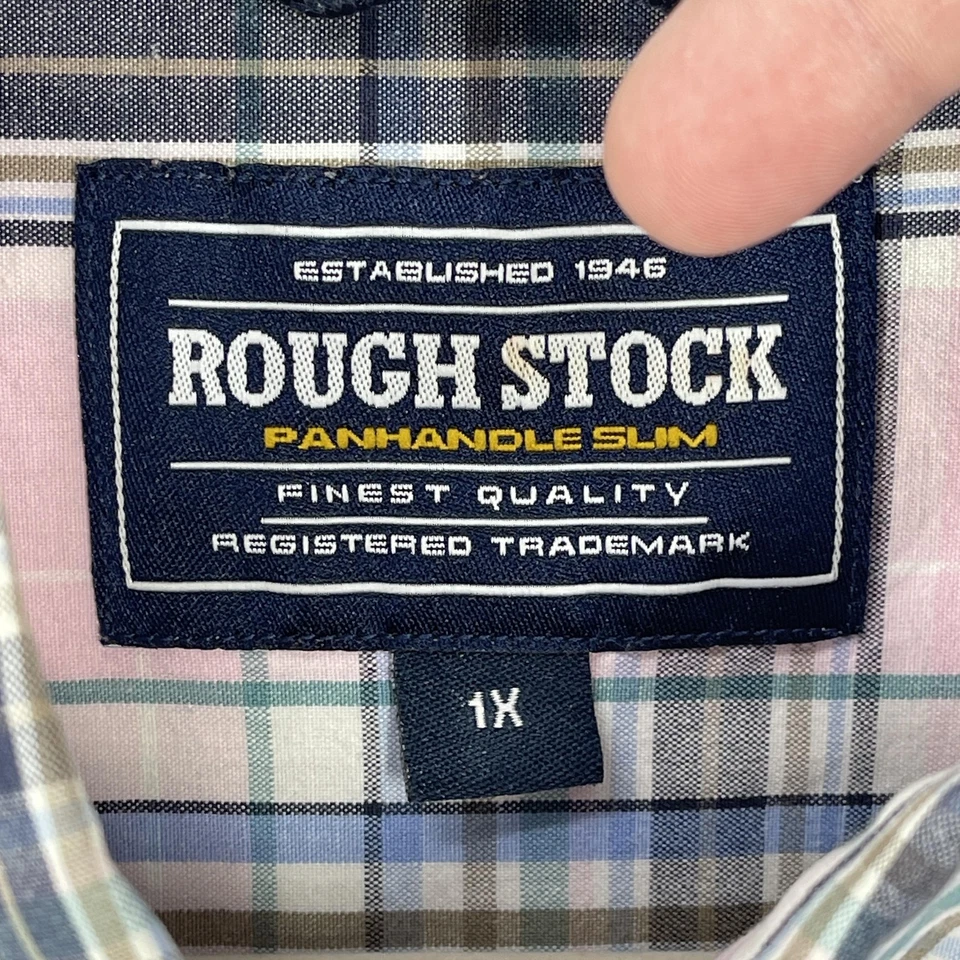 Rough Stock Panhandle Slim Shirt Woman Size 1X Pink Plaid Button Long Sleeve - Image 4 of 4