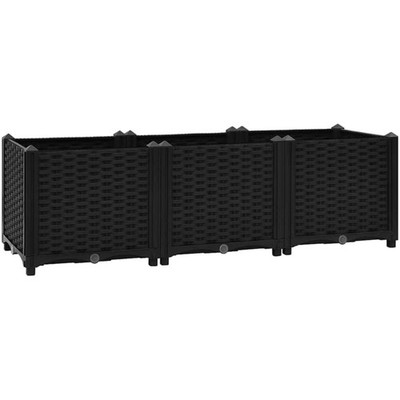 Gemüsebeet Pflanzkasten Blumenkasten 120 x 40 x 38 cm Schwarz Polypropylen
