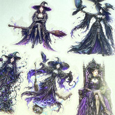 Halloween Purple Witch Stickers Junk Journal Collage Scrapbooking