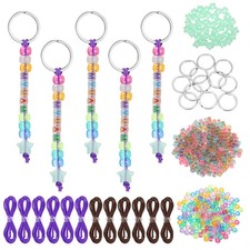 Bead Keychain Making Kit Heart Shaped Keyring Cute Color/Luminous 564 Pack