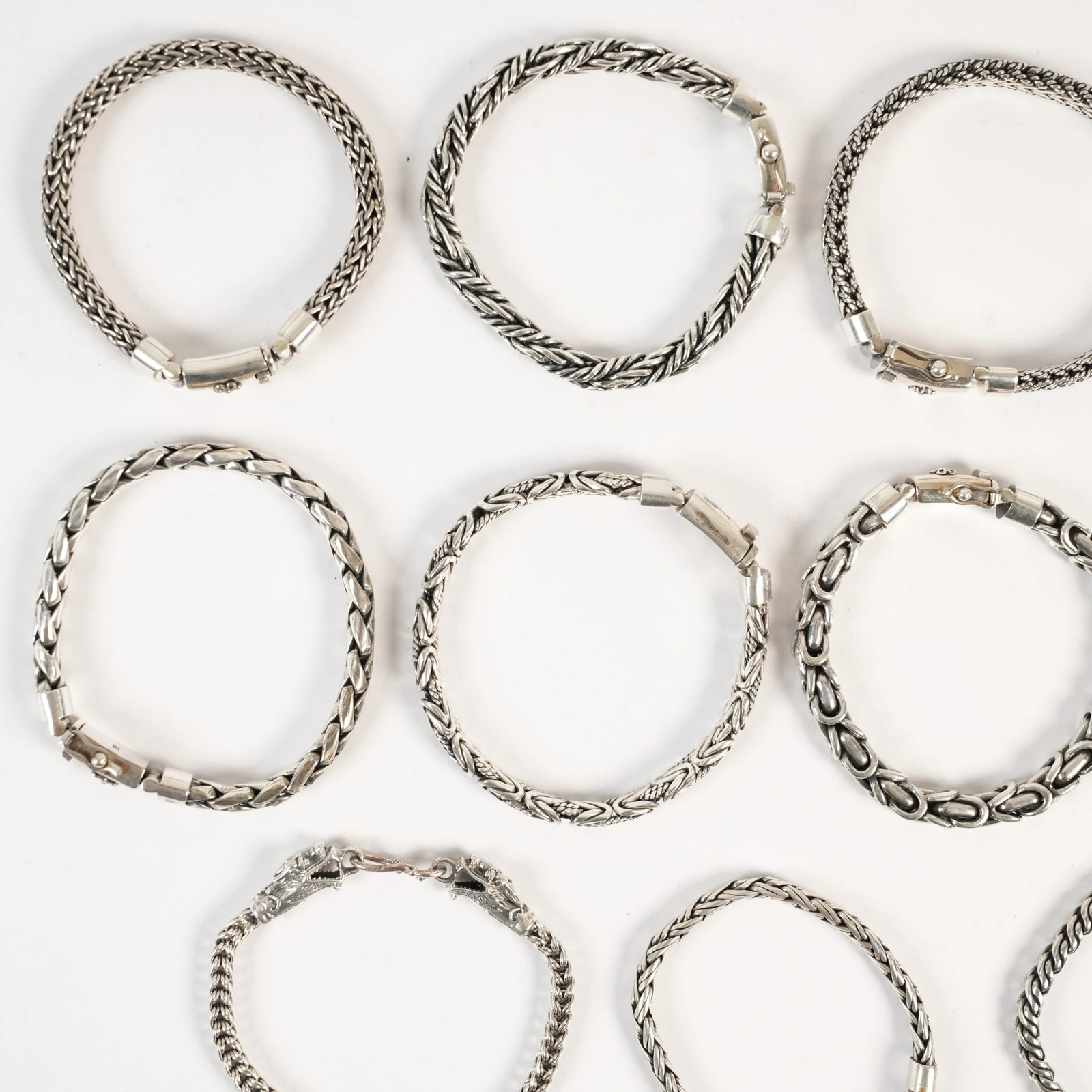 13x Assorted Sterling Silver Braclets 479.8g .925… - image 2