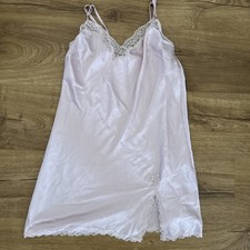 Victoria's Secret Satin Lace Trim Mini Slip Dress M Vintage Y2K Pink Coquette