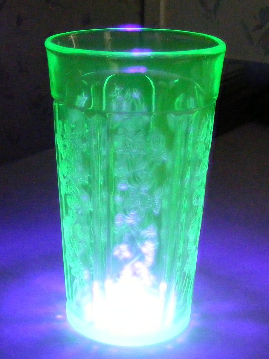RARE DEPRESSION GLASS CABBAGE ROSE/ROSE OF SHARON GREEN ICED TEA ...