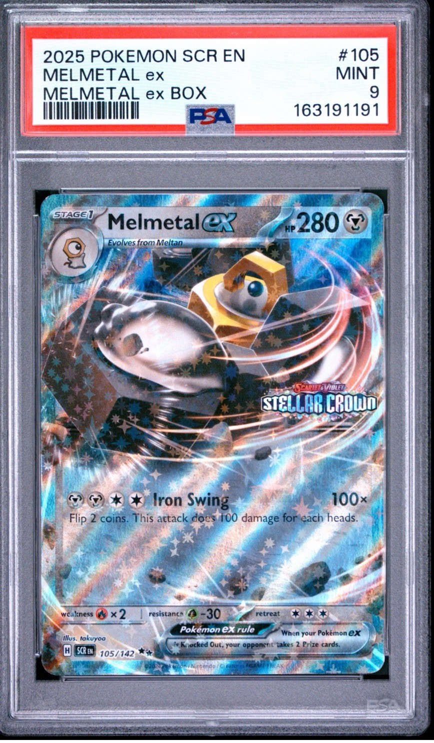 Pokemon Stellar Crown MELMETAL ex #105 MELMETAL Box ~ PSA 9