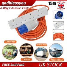 4 Gang Way 16A to UK 13A Motorhome/Camping Mains Electric Hook Up Extension Lead