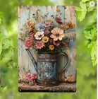 Rustic Vintage Wall Decor Farmhouse Country Bouquet Flowers Spring Metal Sign