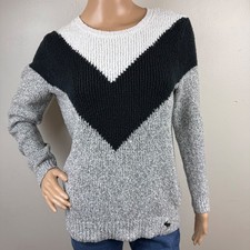 Abercrombie Kids Chevron Knit Sweater Gray Black White Size 15/16 Cozy Tween