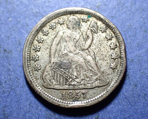1857 Seated Liberty Dime  XF details