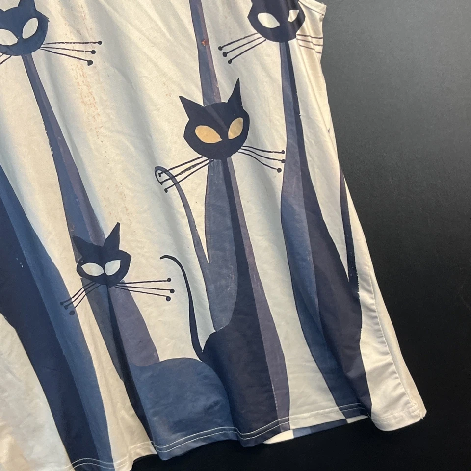 Siamese Cat Tank Top Blouse Women Plus Size XL/XXL Nylon MCM Black Kitten Top - Image 2 of 4