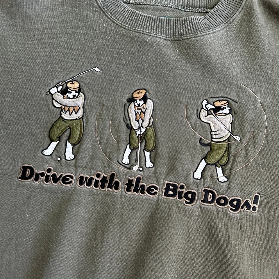 Sudadera De Colección Drive with the Big Dogs Cuello Redondo Golf XL Verde Años 90 y2k Foto 2 de 4