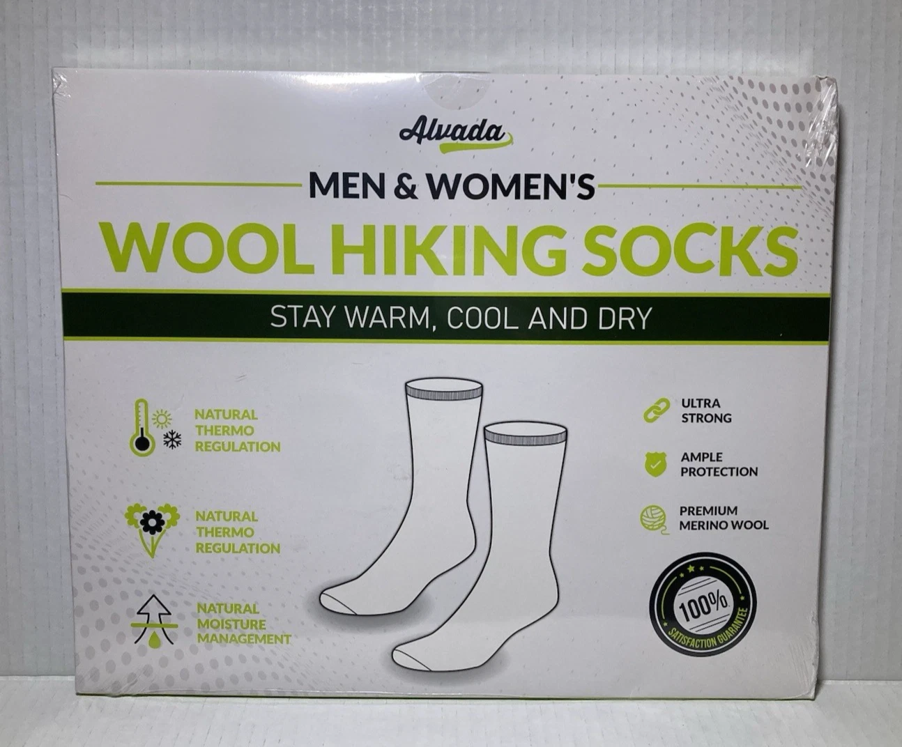 Alvada Merino Wool Hiking Crew Socks 3 Pair Thermal Unisex Men Women Winter L-XL