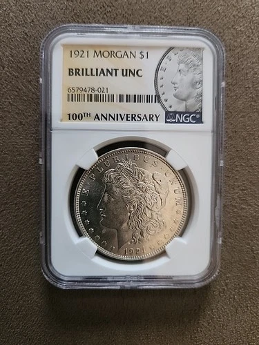 1921 Morgan Silver Dollar BU 100th Ann 2021 Special Label MS Unc NGC