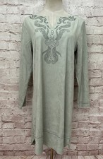 Soft Surroundings Petite S Ambrosia Shift Dress Studded Green Faux Suede NEW