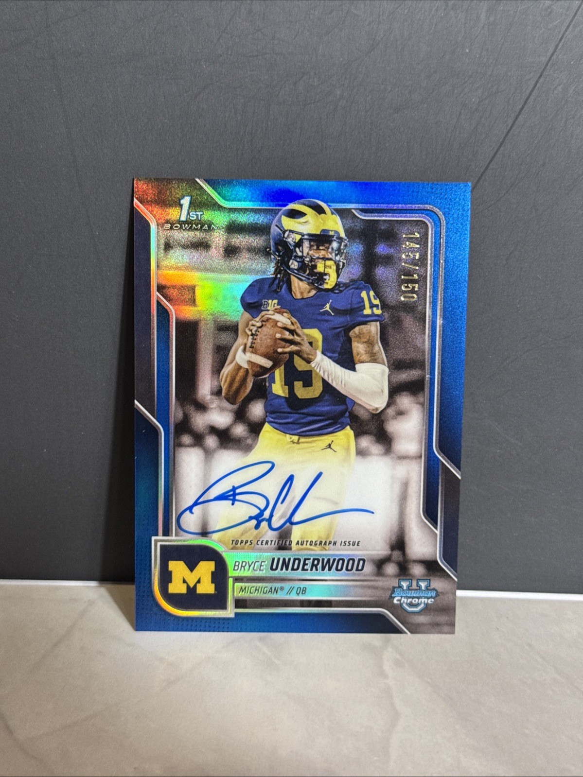 2025 Bowman Chrome University Bryce Underwood 1st Blue Auto /150 Team Color