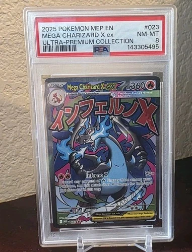 2025 POKEMON MEP EN-ME BLACK STAR PROMO #023 MEGA CHARIZARD X EX PSA 8