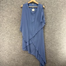 New Dress Women L Large Blue Mini Short Sleeveless Crew Neck Casual