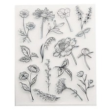 Different Flowers Leaves Clear Stamps for Card Making Daisy Peony Rose