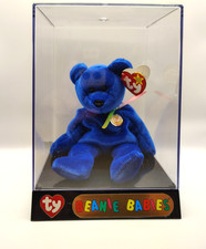 Ty Beanie Baby Clubby 1998 Official Club Bear Retired With Display Case Blue