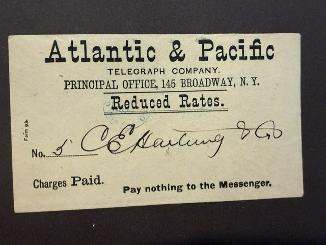 1877 Atlantic & Pacific Telegraph Co. Cover with Telegram about Beauty Supplies 