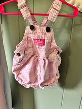 OshKosh B'gosh Vintage Girls Striped Overall One-Piece Romper 12M Cotton