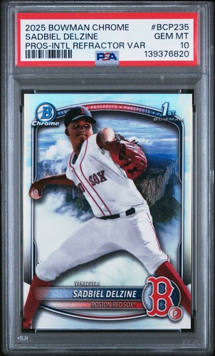 2025 Bowman Chrome Prospects INTL REFRACTOR VAR #BCP235 Sadbiel Delzine PSA 10