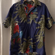 Tropical Polo Shirt 80s Ocean Pacific Hawaiian Blouse Button Up Parrots- M