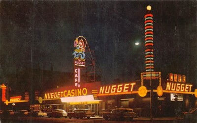 Postcard NV: Nugget Casino @ Night, Carson City, Nevada, Unposted  